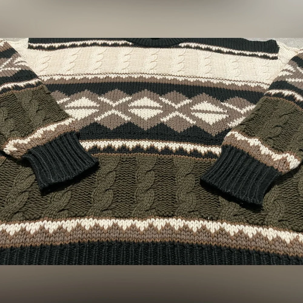 Vintage Northwest Territory Cable Knit Sweater Mens XL 100% Virgin Acrylic - Picture 5 of 15